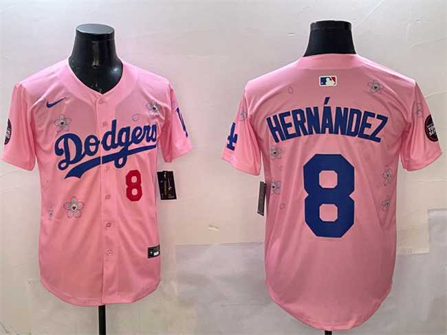Men%27s Los Angeles Dodgers #8 Enrique Hernandez Pink 2025 Tokyo Series Limited Stitched Jersey